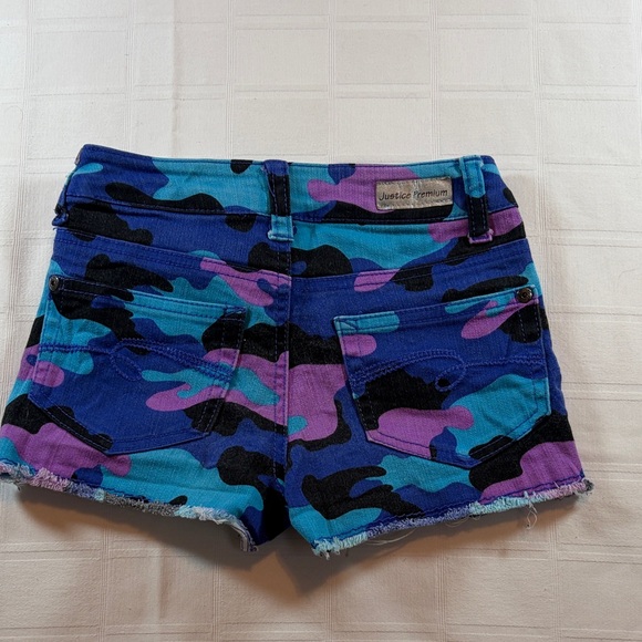 Justice Premium Blue and Purple Camouflage Jean Shorts - Picture 6 of 10
